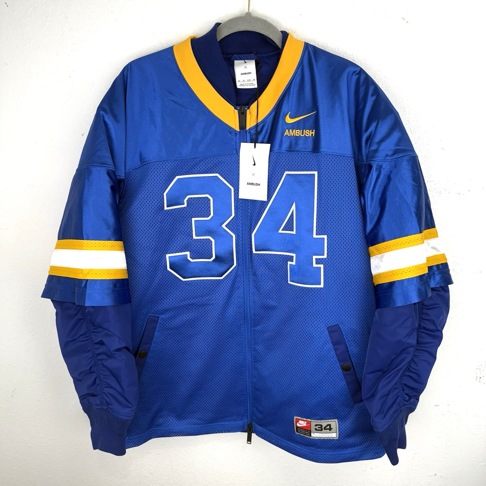 Nike Nike x Ambush Football Jacket Mens Size XS Deep Royal Blue DX6916-455 NWT